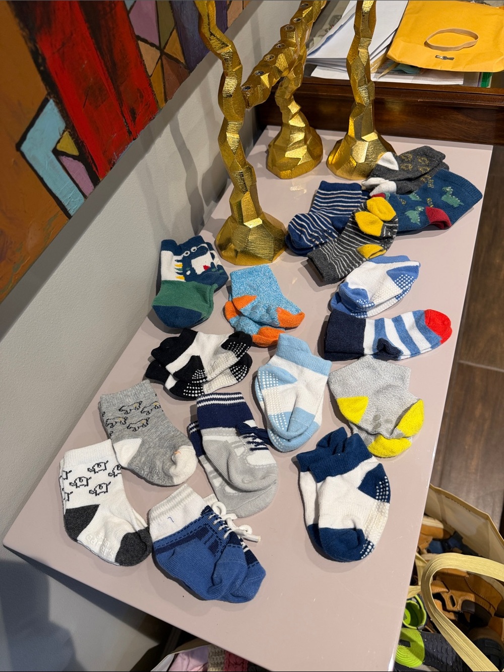 Carter's Mixed Boys' Ankle Socks in Blue, White, Gray & Yellow Accents